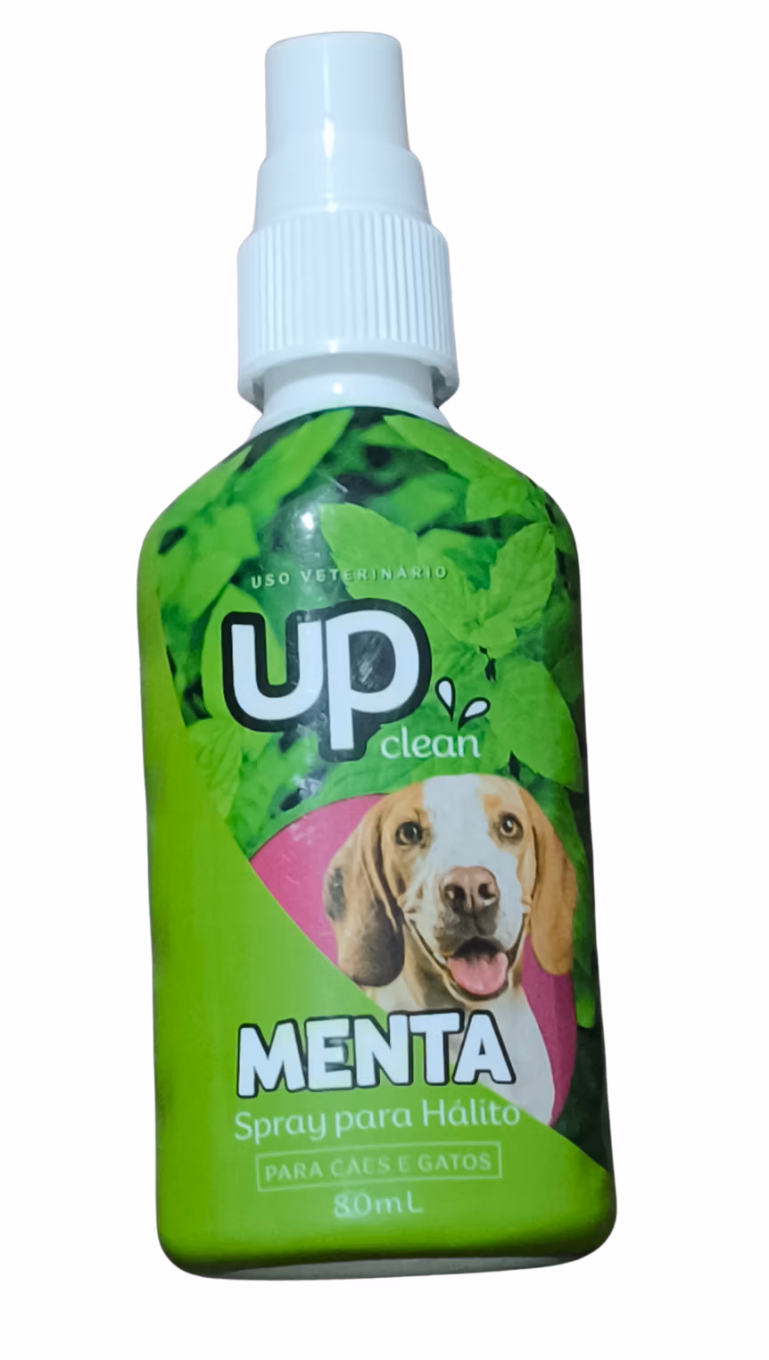 Spray para Hálito UP Clean Menta 80ml – Combate Mau Hálito de Cães e Gatos, Higiene Bucal Pet, Uso Veterinário