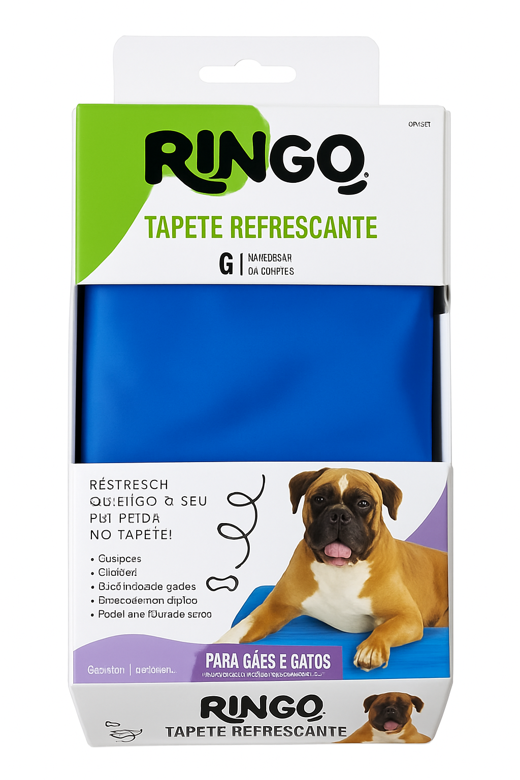 Tapete Refrescante Ringo G 65x50cm – Para Cães e Gatos | Mantém Seu Pet Fresco, Confortável e Protegido | Material Durável, Atóxico e Sem Necessidade de Gelar