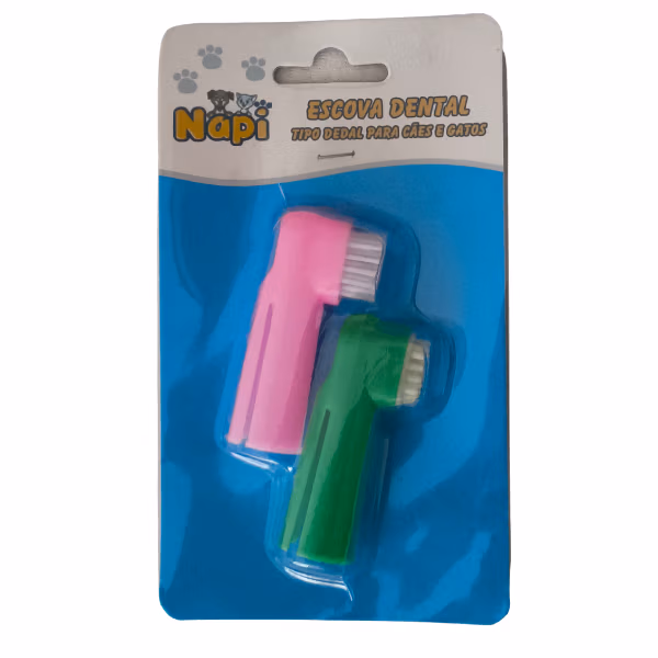 Escova Dental Tipo Dedal Napi para Cães e Gatos – Kit com 2 Unidades, Higiene Bucal Pet, Limpeza de Dentes e Gengivas