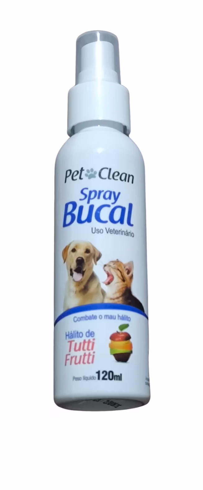 Spray Bucal Pet Clean Tutti Frutti 120ml – Combate Mau Hálito, Higiene Oral para Cães e Gatos, Uso Veterinário